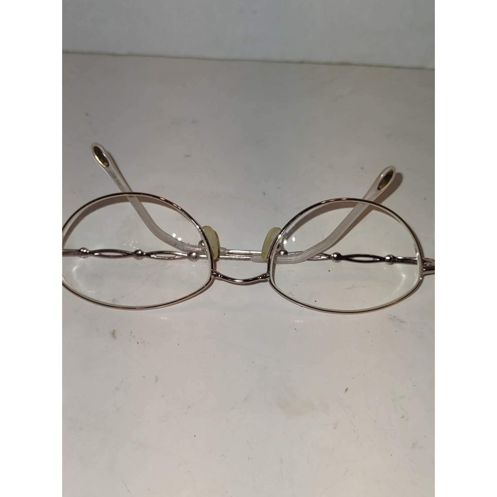 Safilo Vintage Rose Gold Metal Oval Eyeglasses Frames Italy 90s Retro Office - Picture 4 of 7
